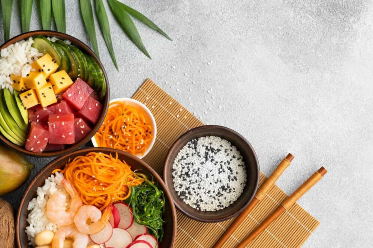 Mangkuk-mangkuk makanan sehat